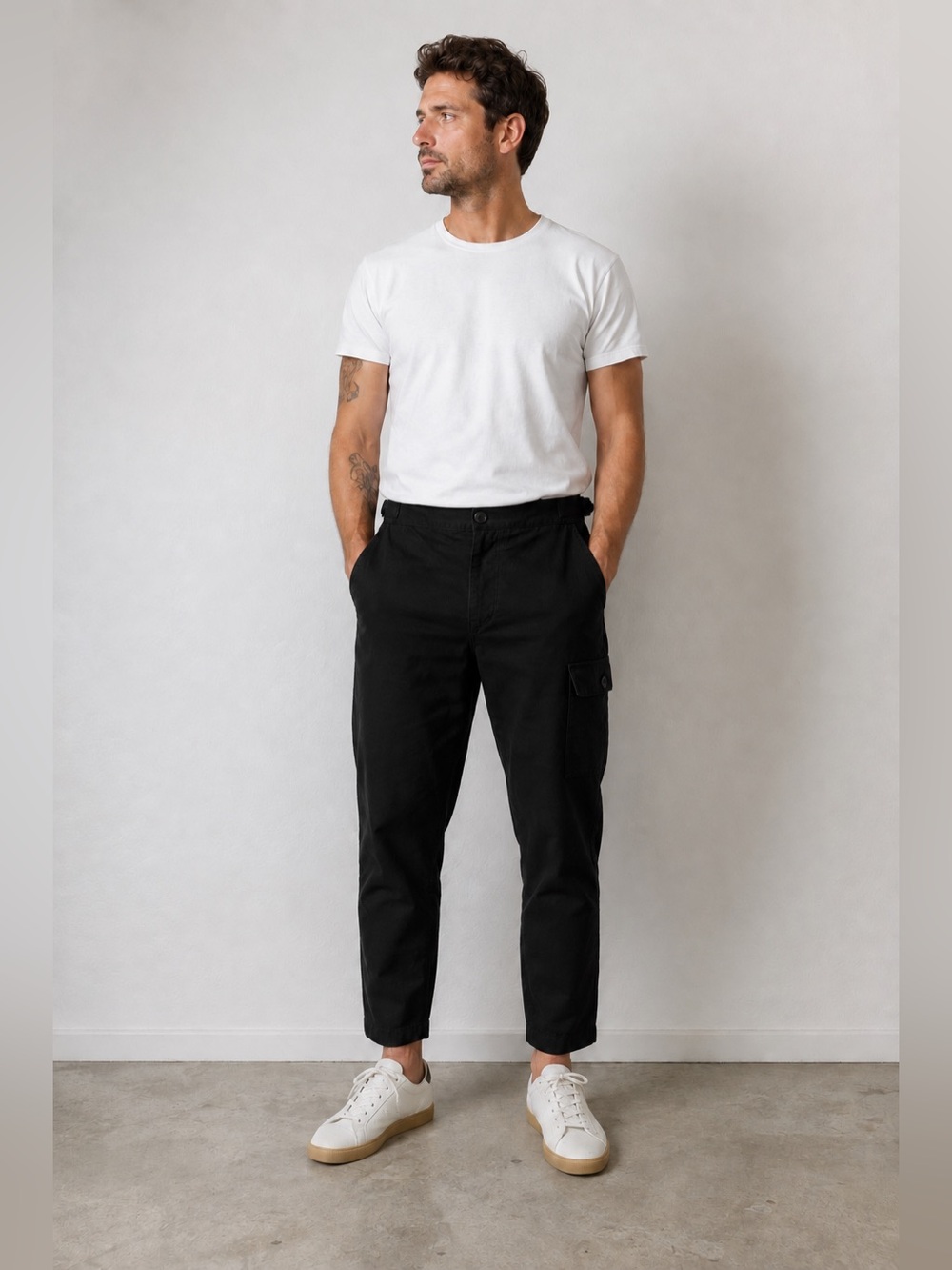BALDWIN Men’s Size 30 Black Tapered Utility Cargo Cropped Chino Pant
